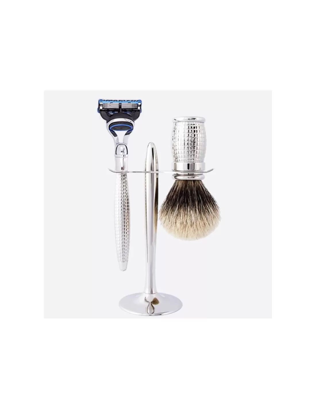 Fashion Coffret 3 Pieces : Blaireau, Rasoir Fusion Et Support -Diamant Palladium Gris Europeen Coffrets De Rasage